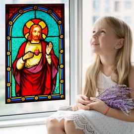 Sacred Heart of Jesus Stained Glass Window Film (6.9"x11")