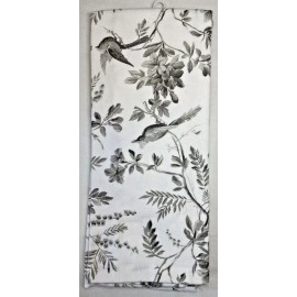 MARKET FINDS KITCHEN TOWELS (2 ) BIRDS BRANCHES WHITE GRAY 100% COTTON NWT