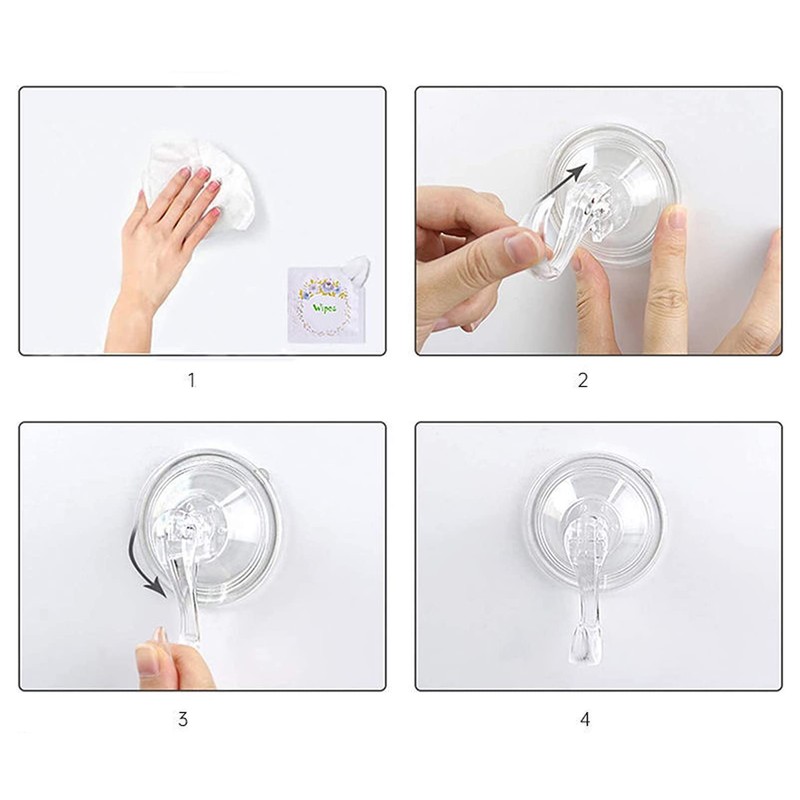 Yesmin 2 Pack Suction Hooks Powerful Push and Lock Vacuum