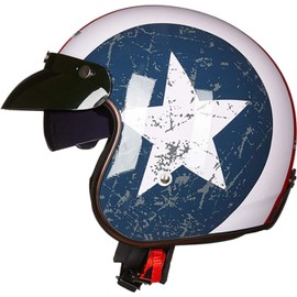 Ever TA Retro Motorcycle Half Helmet with Sun Visor, Vintage Motorbike Jet Half Helmet DOT Approved Vintage Open Face Baseball Cap Helmet for Cruiser Scooter Chopper ATV (Color : B, Size : L=59-60cm)