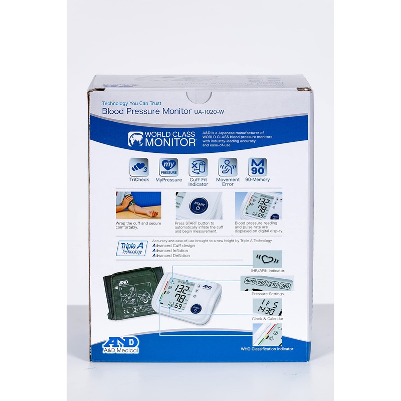 A & D ua-1020-w Sfigmomanometro al braccio 22 – 42