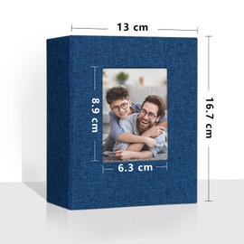 Vienrose Small Photo Album 4x6 holds 100 Photos 2 Pack, Mini Baby Photo Album Linen Cover for Gifts Wedding Family, Blue
