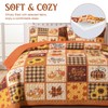 Anibedding 3Pieces Fall Patchwork Quilts King Size, Pumpkin Maple Leaves