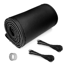 Hirificing - Funda de piel para volante, puntada con cordones, universal de 15 pulgadas, transpirable, antideslizante, cosido a mano, para volante de coche, con kit de hilo de aguja (negro, brillante)