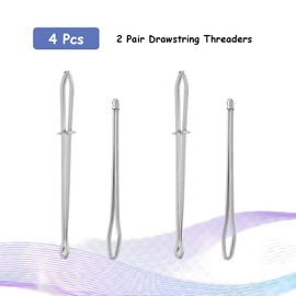 Joyangy Pack of 4 Drawstring Threader, Bodkin Threader Tweezers Sewing Tool, 2.6 + 3.1 Inch Sewing Tweezer Tool for Replacement Drawstring for Sweatpants, Tweezers Clips for Machine Hand Sewing