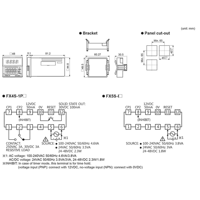 Autonics Korea FX4S-1P4 Digital Counter Timer 4-digit 48x48 100~240VAC