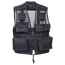 Rothco Tactical Recon Vest - EDC Cargo Utility Storage Outerwear for Outdoor and Hiking (US, Alpha, Large, Regular, Regular, Black)