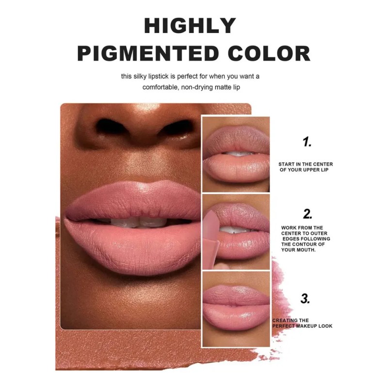 Set De 6 Lápices Labiales Mate, Colores Naturales Fáciles De