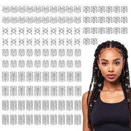 120 Pcs Hair Jewelry for Women Braids Accessories Silver Hair Charms Clips Adjust Hair Cuffs Charms Rings Jewels Loc Accessories for Men Dreadlock Decorations for Black Women