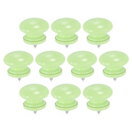 sourcing map 10Pcs Round Wood Drawer Knob, 1.26" x 0.98" Self-Tapping Solid Wood Handle Round Cabinet Knob Mushroom Shape Wooden Knobs for Furniture Dresser Wardrobe, Green