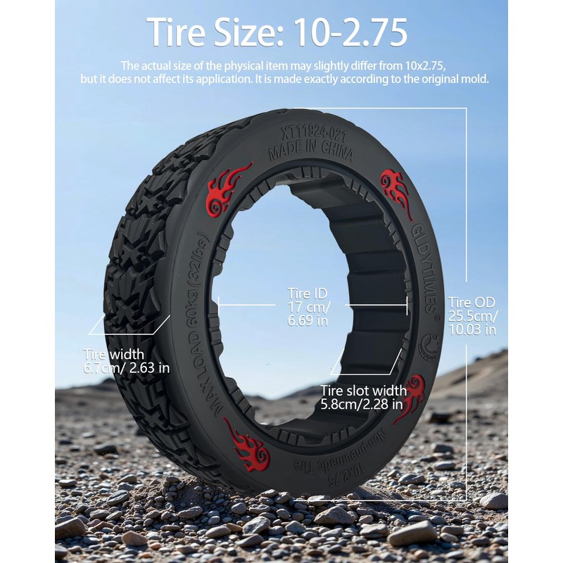 Felixstory 10-2.75 Off Road Gokart Tire, Fit for Ninebot S