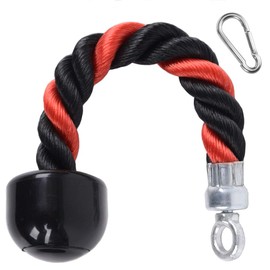 Triceps Rope Nylon 33 cm Triceps Rope with Non-Slip Handles Multifunctional Heavy Duty Triceps Rope Cable Attachment for Fitness, Biceps, Triceps, Gym or Home Black Red