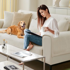 BXAEYIPOR Couch Cover, Sofa Cover, Sofa Protective Cover with Non-Slip Underlay, Universal Non-Slip Solid Textured Sofa Cover for Living Room, Multi-Size Sofa Seat Cushion Cover