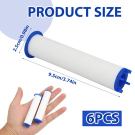 Pack of 6 PP Cotton Filter for Shower Heads, 9.5 x 2 cm - Effective Removal of Chlorine and Sediment, for Soft and Clean Shower Water, Compatible with Standard Rain Shower Heads