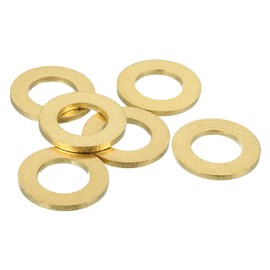 sourcing map 6 Pack Brass Flat Washer, M16 Copper Washers Crush Washer Kit Assortment, 16mm ID, 30mm OD, 2.5mm Thick for Bolts Screws Machinery Repair, Outdoor Construction
