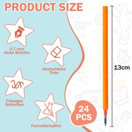 Pack of 24 Erasable Ink Gel Pens, Refills Compatible with Legami Refills, Height 13 cm, Tip 0.7 mm, Refill with Erasable Rollerball Roller, 9 Colours Gel Rollerball Refill