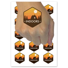 Indoors Introvert Funny Nature Temporary Tattoo Water Resistant Fake Body Art Set Collection - 54 1" Tattoos (1 Sheet)