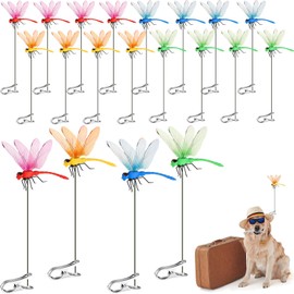 Yalikop 20 Pack 3D Dragonfly Garden Stakes Decor, 4 Color Outdoor Yard Ornaments, Waterproof Plastic Dragonfly Decorations for Garden, Lawn, Flower Pots & Patio, Adds Color and Helps Deter Birds