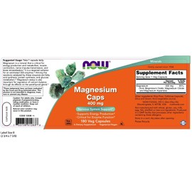 NOW Supplements, Magnesium 400 mg, Enzyme Function, Nervous System Support, 180 Capsules