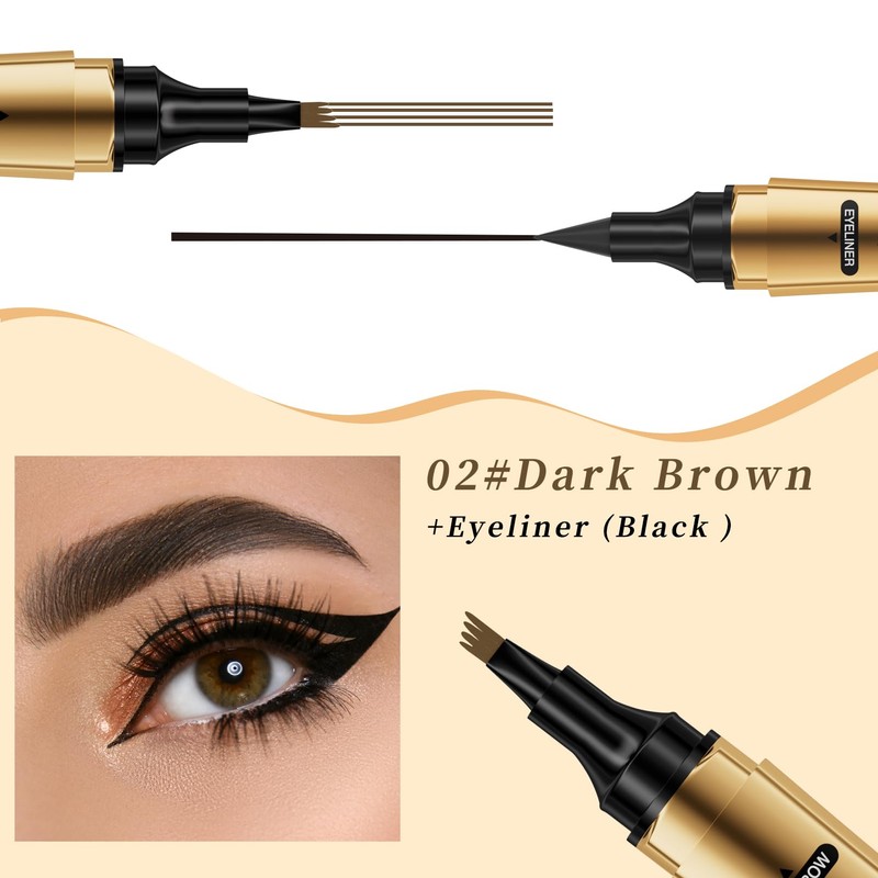 Zamus 2 en 1 Lapiz de Cejas y Delineador Ojos,