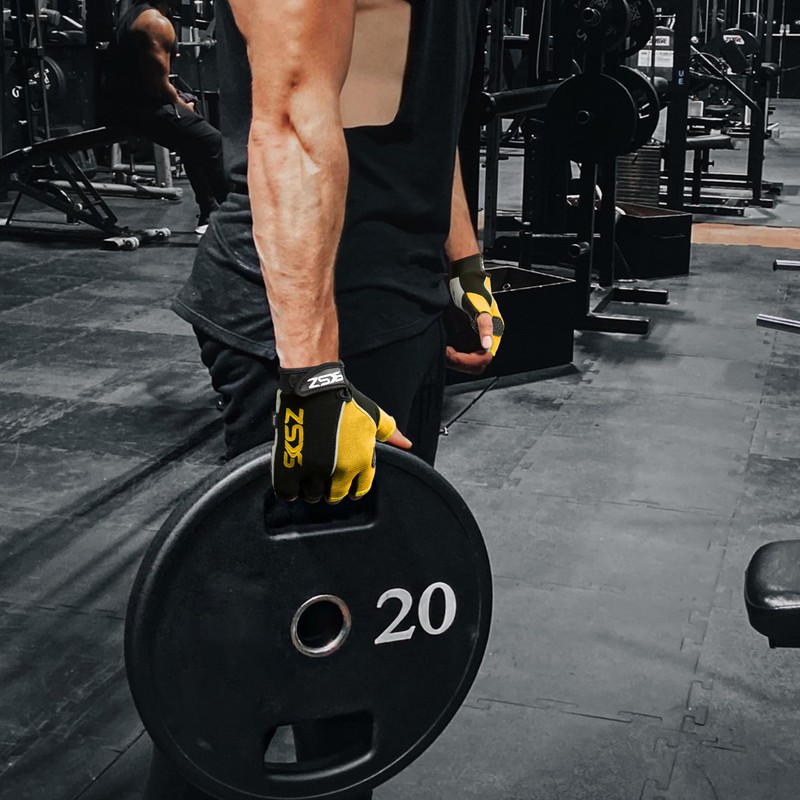 SKSZ LEATHER Gym Gloves (M, ORANGE)