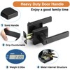 AIKKIL Matte Black Door Handle Interior Knob Keyless Levers Set