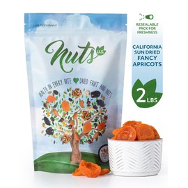 NUTS U.S. - California Sun Dried Fancy Apricots | Juicy and Tangy Flavor | No Sugar or Color Added | Gluten Free and NON-GMO | Apricots In Resealable Bags (2 LBS)