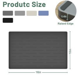 Silicone Pet Placemat with Raised Edge, 16"x10" Anti-Slip Dog Bowl Mats for Food and Water, Waterproof Pet Feeding Mat, Dog Food Mat for Floors, Dishwasher Safe, Lake Blue