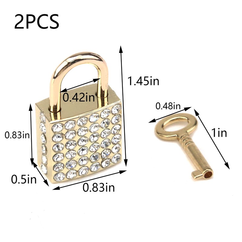 Tighall 2 PCS Zinc Alloy Gold Small Square Decorative Padlock,