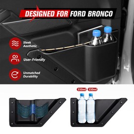 FIERYRED Front Door Storage Pockets for Ford Bronco 2021-2024, 2PCS Front Door Side Organizer Box Storage Expansion Interior Cup Holder Accessories fit Bronco 2/4-Door, Not for Sports