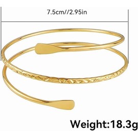VNIDJGB Boho Gold Arm Cuff, Minimalist Personality Upper Arm Cuff, Open Adjustable Coils Gold Upper Arms Bracelet, Punk Minimalist Style Bangle for Girls Women Decorative collocation Birthday Gifts.