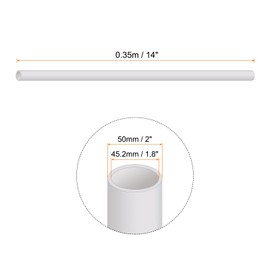 Rebower 1.8" x 2" PVC Pipe 14" Plastic Rigid Tubing Round High Impact Drain Pipe, [for Greenhouse Garden Home HVAC Plumbing] - 45.2x50mm / White