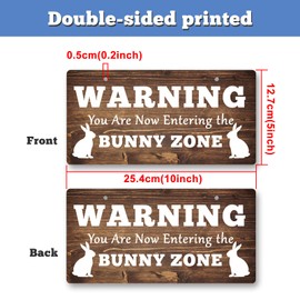 Decor Rabbit Sign Bunny Decor 10x5 Inch Warning Sign You are now entering the bunny zone Hanging Decorations for the Home Yard Wall Hanging Plaque For Pet Owners Easter Sign Double Sided Sign