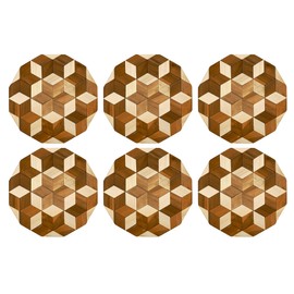 Natural Wooden Trivets Coasters Table Protector - Pack of 6 - Large Wood Trivet Coaster for Hot Pans and Pots Mat for Hot Dish