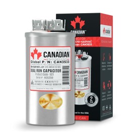 AC Capacitor 35 + 3 μF, 120/250/ 370/440 VAC, CBB65 Motor Run Round Capacitor for Air Conditioner, Industrial Electric Motors, Compressors, Air Conditioners