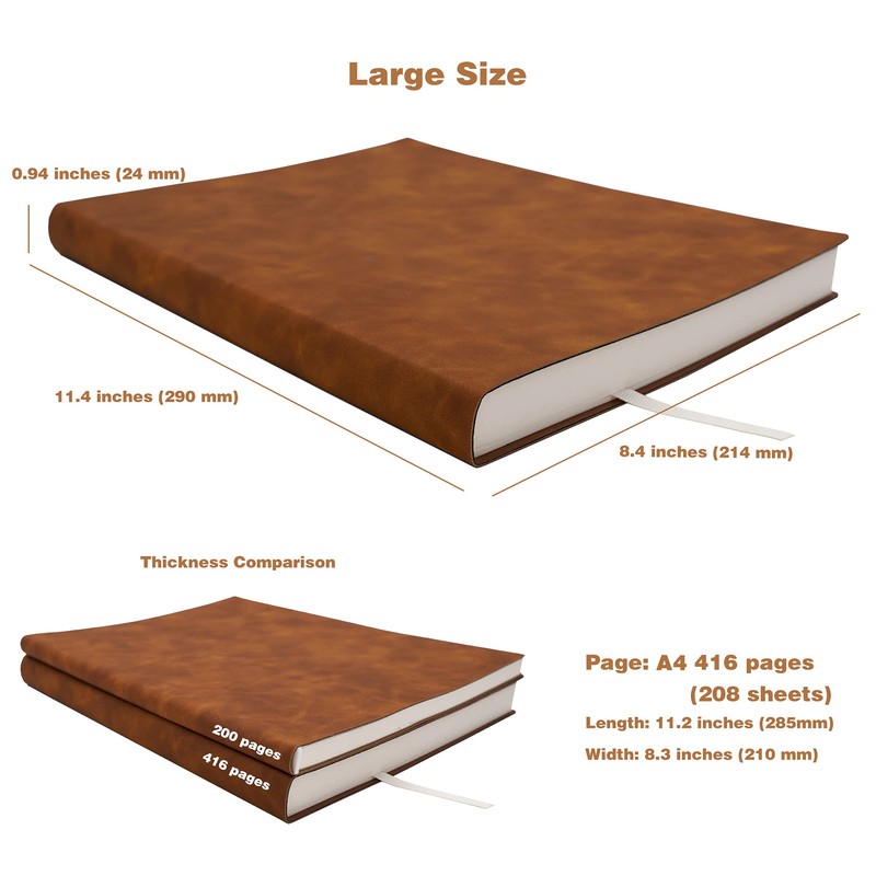 BenOpinion Large Thick Journal Notebook, Lined Papers, A4 8.4x11.4 inches,