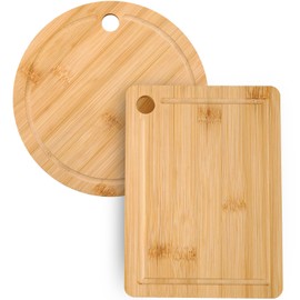 Donxote Small Cutting Board Set of 2 - Butcher Block with Juice Groove for Fruits and Vegetables, Mini Bamboo Wood Chopping Board for Kitchen Gadgets