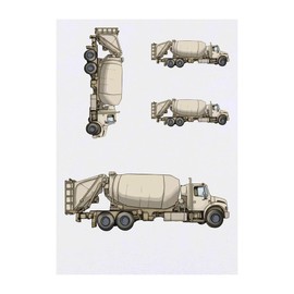 4 x 'Construction Cement Truck' Temporary Tattoos - Water Resistant, Skin-Safe, Non-Toxic Transfers, Mixed Sizes (TO00074780)