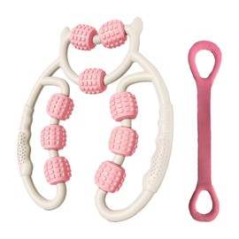 Leg Massager with Handle Massager Legs Massage Legs Leg Slimming Leg Contour Pro Comes with 1 Figure 8 Puller Suitable for Leg Foot and Arm Massage (White Pink)