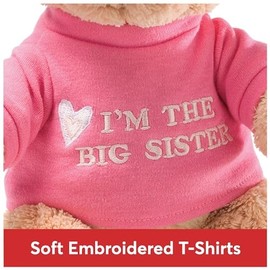 GUND “I’m The Big Sister” Message Bear with Pink T-Shirt, Teddy Bear Stuffed Animal for Ages 1 and Up, Brown, 12”