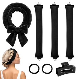 Simpeak Rizadores de 7 piezas, rizos sin calor con horquillas antideslizantes, gomas para rizos, rizadores de goma para cabello de longitud media, ide
