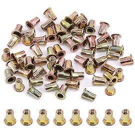 Glarks 60Pcs M3 Half Hex Body Flange Rivet Nuts Zinc Plated Carbon Steel Flat Head Threaded Insert Nut Rivnut Set (M3)