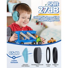 E-SMARTER Children's Hearing Protection, NRR 27 dB Noise Protection for 3-12 Years, Ear Muffs, Capsule Ear Protectors, Noise Protection, Foldable Headphones, Comfortable Earmuffs for Autism, Sleeping