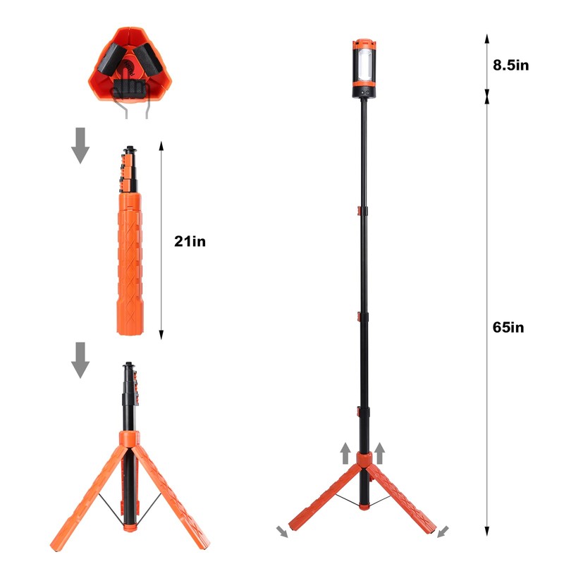 MUMTOP Camping Light with Tripod, Rechargeable LED Work Light, 2500