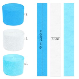 DazzJoy 6 Rolls 2200 x 4.5 cm Crepe Paper Pastel, Streamers Birthday Party Decoration, Crepe Paper for Crafts Wedding Birthday Decoration Theme Party, Streamers Children's Birthday