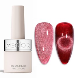 MEGIOR Red Cat Eye Gel Nail Polish 15ml Blood Red Magnetic Gel Polish with Magnet Soak Off UV Gel Nail Polish Nail Art Manicure Salon DIY Home