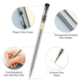 M&G 3 Pcs Gel Pens, 0.5mm Fine Point Pens, Large Capacity Black Gel Ink Pens Quick Dry Gel Ink Pens Smooth Writing Rollerball Pens for Office School Home Women Men