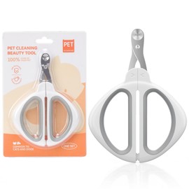 Tecfino Cat Nail Clipper, Cat Nail Trimmer with Positioning Round Hole, Sharp Non-Slip Handle Cat Claw Clipper, Safe Indoor Cat Nail Clipper, Pet Nail Clipper for Cats, Puppies and More Animals - Grey