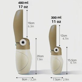 Dog Water Bottle Portable Puppy Travel Foldable Water Bottle Leak Proof Water Dispenser for Pet Cats Walking Hiking Travel Food Grade Plastic-Khaki 9 oz