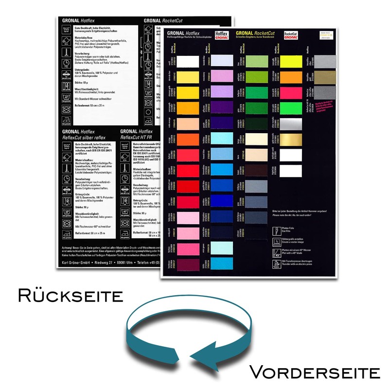 Colour Chart for Textile Film, DIN A4 Format, Textile Plotter